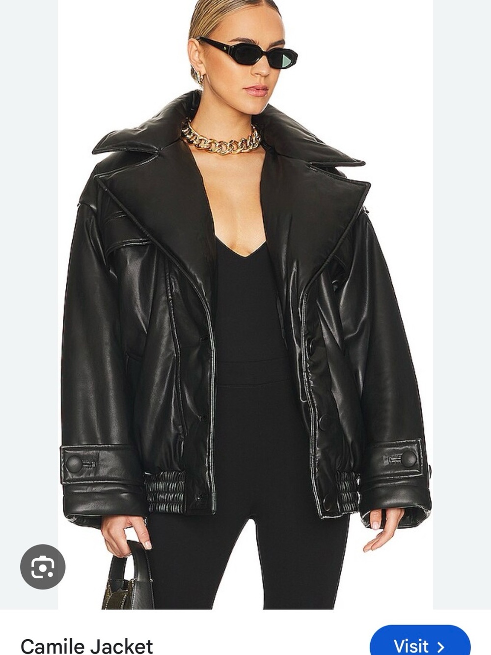 Ronny Kobo Camille oversized puffy faux leather jacket. Medium.